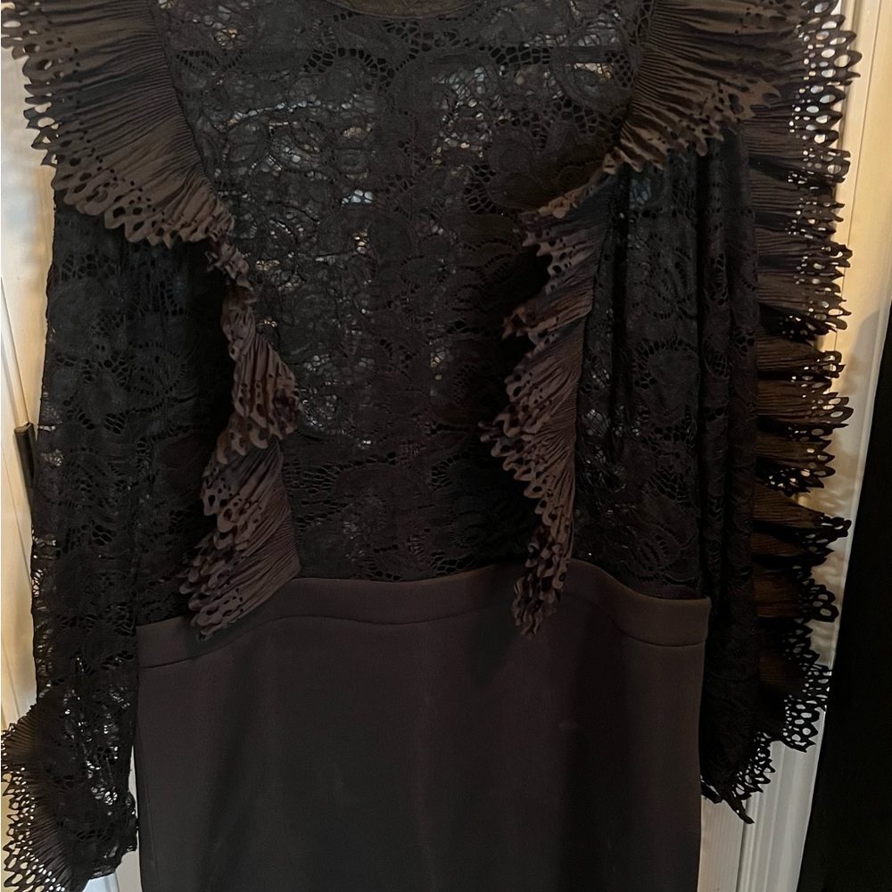 Elegant Black Lace Dress with Ruffle Details